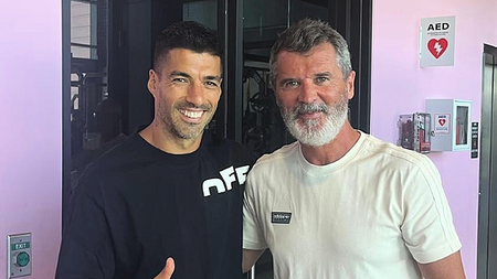 Roy Keane meets Luis Suarez and Segio Busquets at Inter Miami training