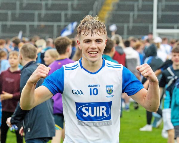 Goalscorer Pierce Quann is all smiles at the final whistle.