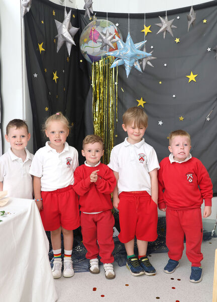 Oisin, Sadbh, Noah, Ewan and Bobby, at the Park Montessori annual art exhibition. Oisin, Sadbh, Noah, Ewan and Bobby, at the Park Montessori annual art exhibition.