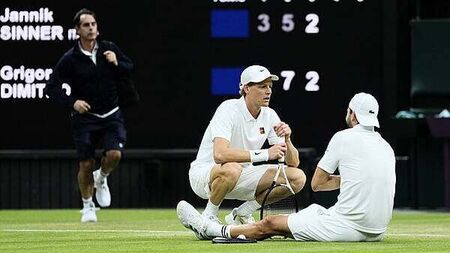 Jannik Sinner gets reprieve as Grigor Dimitrov forced to retire when two sets up