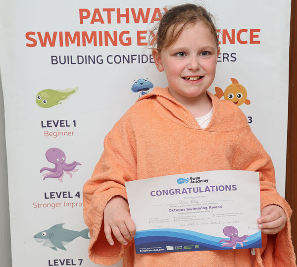  Olivia, who received her Level 4 swimming certificate at Kingfisher. 