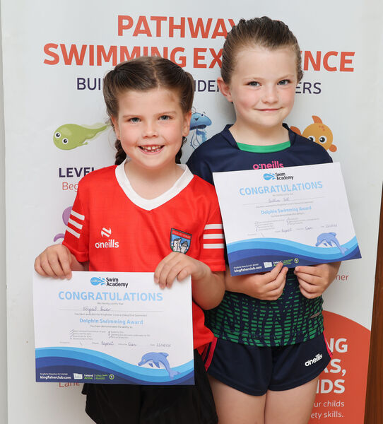  Abigail and Aoibhinn, who received their Level 6 swimming certificates at Kingfisher.