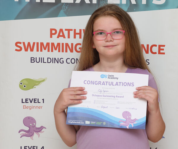  Lily, who received her Level 4 swimming certificate at Kingfisher.
