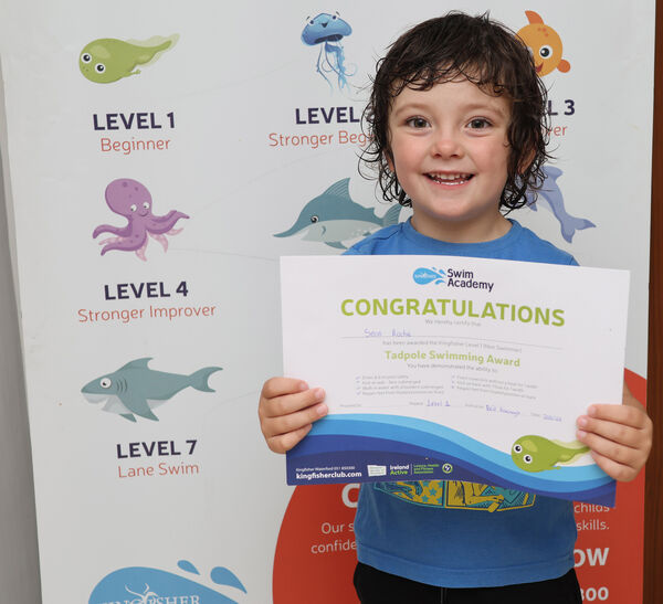  Sean, who received his Level 1 swimming certificate at Kingfisher.