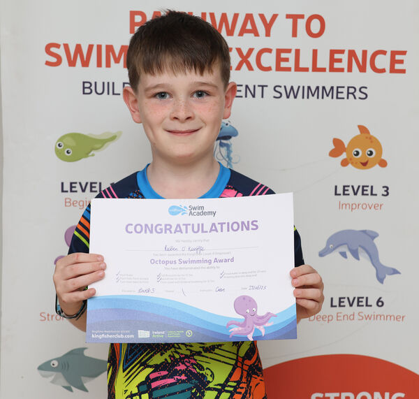  Reuben, who received his Level 4 swimming certificate at Kingfisher.