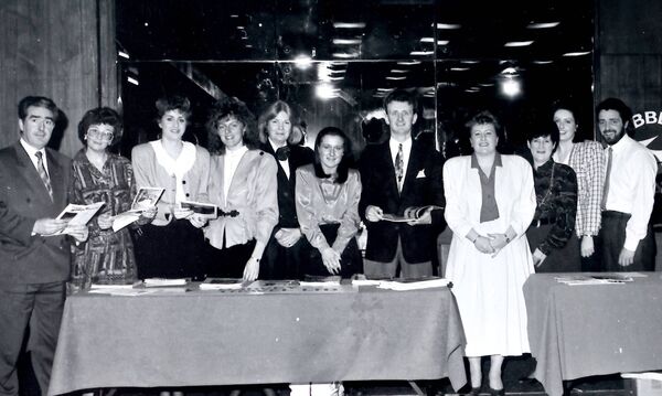 Sean Power, Harvey Travel, pictured with his staff at their Holiday & Leisure Fair at Jury's Hotel 1991, included were, Sean Power, Colette O'Keeffe, Jacinta Treanor, Ursula Moore, Geraldine Bransfield, Orla Molloy, Ian Manto, Martina Kiely, Renna Dunne, Karen Galvin and Shay Daly. Sean Power, Harvey Travel, pictured with his staff at their Holiday & Leisure Fair at Jury's Hotel 1991, included were, Sean Power, Colette O'Keeffe, Jacinta Treanor, Ursula Moore, Geraldine Bransfield, Orla Molloy, Ian Manto, Martina Kiely, Renna Dunne, Karen Galvin and Shay Daly.