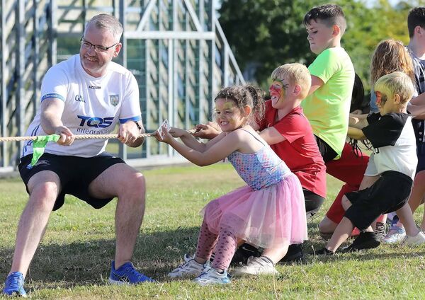 Enjoying the tug of war at the ‘Playful Communities’ event in Ballybeg as part of the nationwide celebration of National Play Day. Photo: Noel Browne