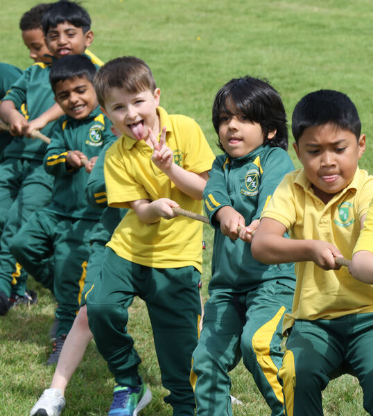  Senior Infants Tug-O-War challenge at the Scoil Lorcain end of term fun day.