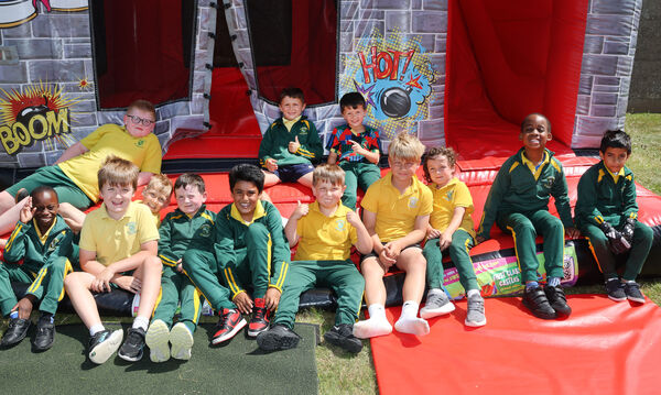  Second class enjoyed the bouncy castle at the Scoil Lorcain end of term fun day.