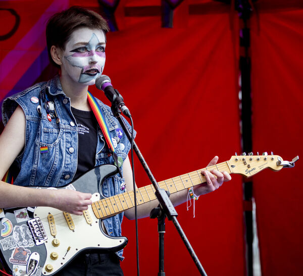 A musician performs as part of Summer in the City.