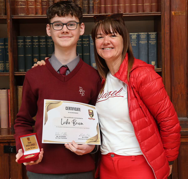  Luke Brown, recipient of 3 KK and Excellent Attendance Awards, at the De La Salle College Junior Awards.