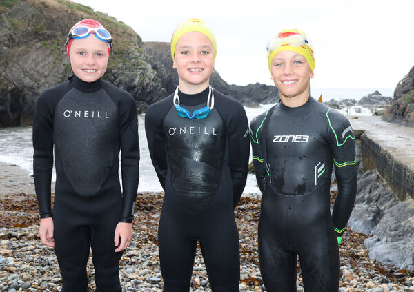  Matthew, Ruan and Aidan, pictured at Newtown Cove, Tramore, for the Irish Water Safety camp.