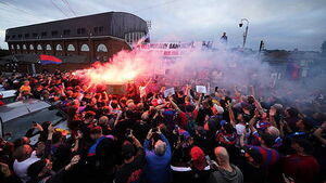 Crystal Palace fans protest against Europa League ejection Crystal Palace fans protest against Europa League ejection