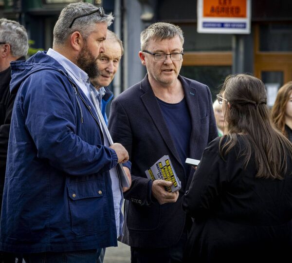 Conor D. McGuinness, TD and David Cullinane, TD at John Roberts Square where Sinn Féin where holding a protest for funding the Airpor.
