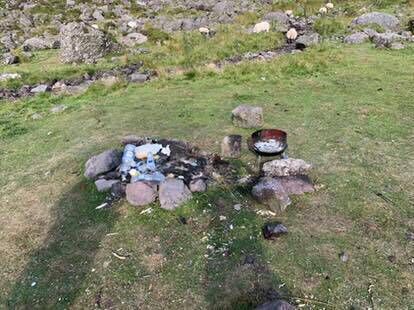 Campfires and rubbish near Mahon Falls