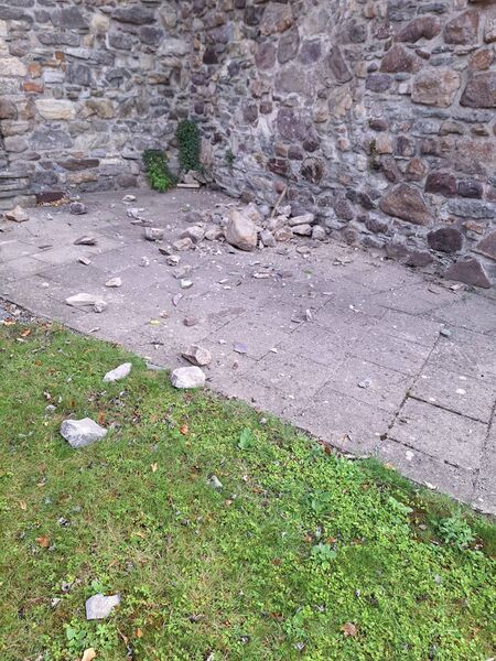 Some of the section destroyed on the ground. Picture by Cllr Eamon Quinlan