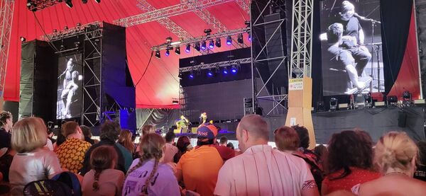 Blindboy and Chris Kent on the Something Kind of Wonderful Stage. Pic: Shannon Sweeney