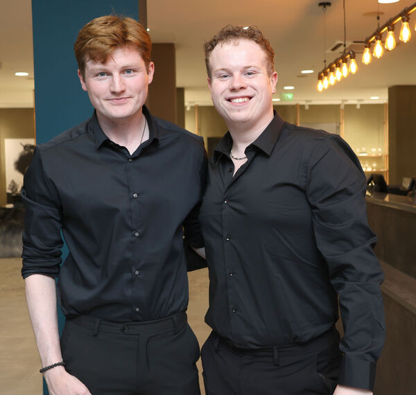 Jordan Bass and Jack McGrath at the House of Waterford Crystal. Jordan Bass and Jack McGrath at the House of Waterford Crystal.