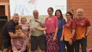 <p>The Seamus O'Droma award is presented by last year's recipient of the award Fr Michael Enright ,included are members of the O';Droma family Mary Rose, Darren and Fiona and members of the Costin Family Jamie, Niall, Nicola and Orla.</p>