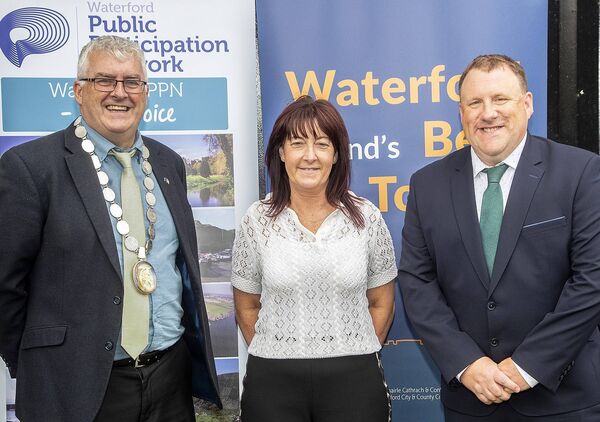 Waterford City &amp; County Council (Community &amp; Housing Dept) - Sponsors of the Spik &amp; Span/Best Kept Residential Area Award- L-R Deputy Mayor of Waterford City &amp; County Council Cllr. John Pratt, Muriel Tobin – WPPN &amp; Seamus De Faoite – Director of Services - Waterford City &amp; Council.