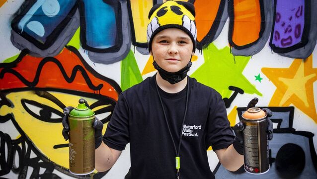 <p>Sean Crabgle, at Thomas Street Pocket Park for Waterford Walls workshop. Photo: Joe Evans</p>