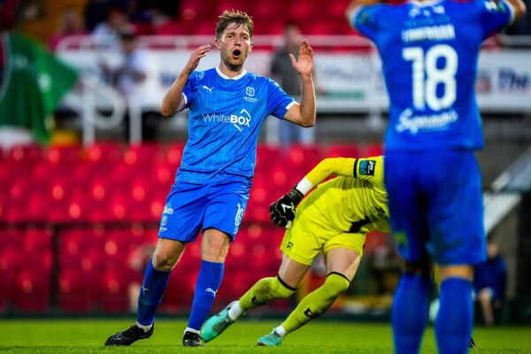 Waterford FC's Kyle White reacts to missing a glorious chance in the second-half.  Waterford FC's Kyle White reacts to missing a glorious chance in the second-half.