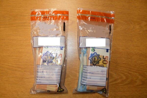 Cash seized by Gardaí. Cash seized by Gardaí.