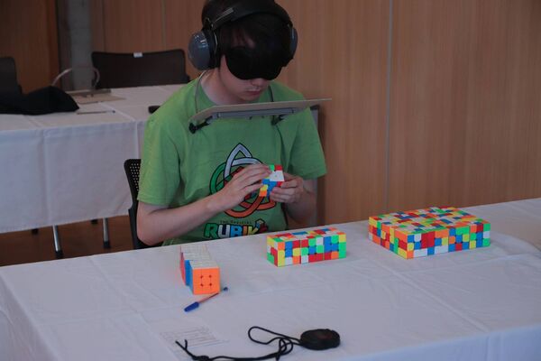 One of the participants in the Rubik's Irish Championships in speedsolving at SETU