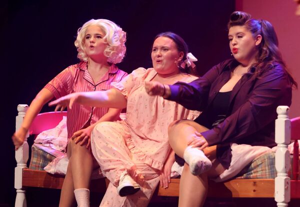 Bronagh Steenson (Frenchy) Chloe Byrne (Jan) and Sophie Reynolds (Rizzo), at An Evening With, Soul Dance Arts, at the Theatre Royal, during their production of Grease. Photo: Joe Evans