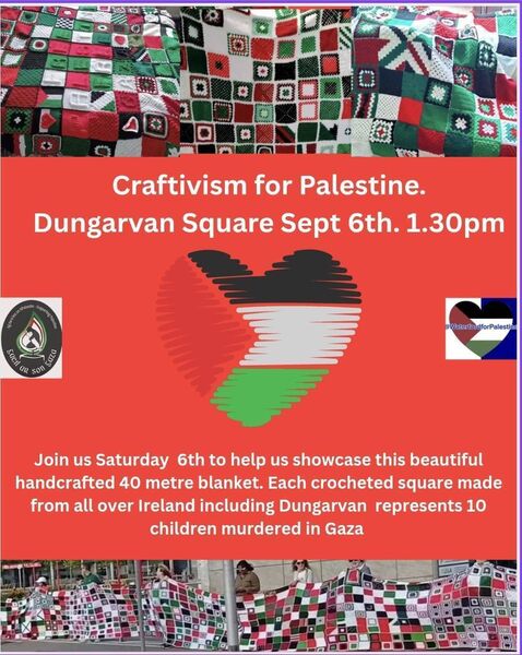 The quilt will be coming to Dungarvan on Saturday, September 6 at 1:30pm. The quilt will be coming to Dungarvan on Saturday, September 6 at 1:30pm.