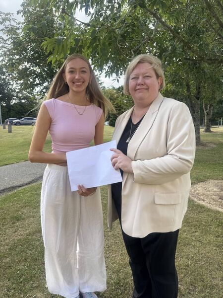 Keelin Duggan receives her exceptional Leaving Certificate results from Abbey Community College Principal, Michelle Jefford Keelin Duggan receives her exceptional Leaving Certificate results from Abbey Community College Principal, Michelle Jefford