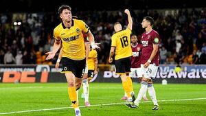 Jorgen Strand Larsen’s late brace sees Wolves beat West Ham in Carabao Cup