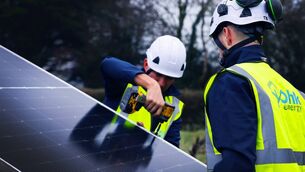 <p>Ohk energy electricians installing ground-mounted solar panels.</p>