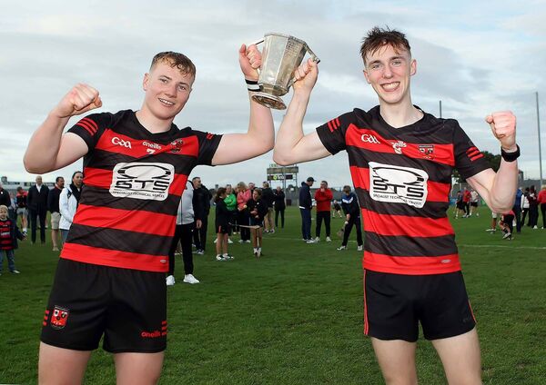 Ballygunner joint captains Adam Dawson and Ollie Fives the minor division one cup after victory over Roanmore. Ballygunner joint captains Adam Dawson and Ollie Fives the minor division one cup after victory over Roanmore.