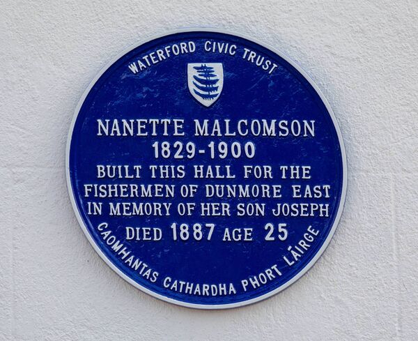 The historic Blue Plaque honouring Nanette Malcomson (1829-1900). Photo: John Power