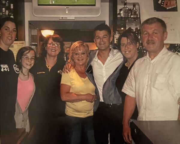 Laura O'Neill, Bronagh Sharpe, Mary Sharpe, Catherine O'Meara, Michael Joseph, Hayley O'Neill and Michael O'Brien in Brady's Bar.