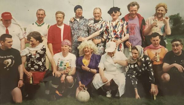 The 'Ladies' from Brady's Bar playing football.
