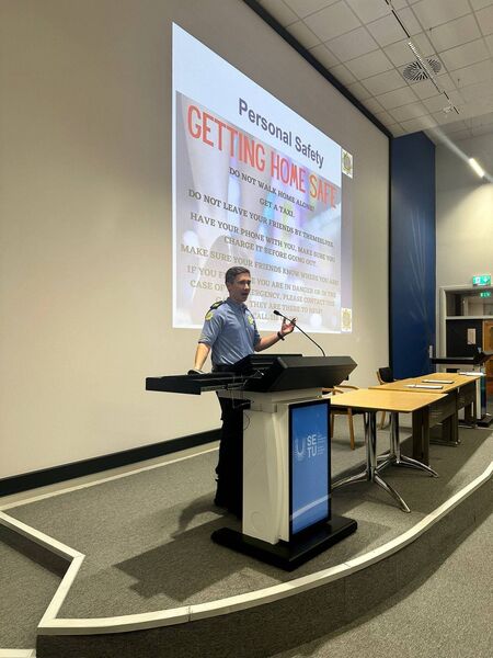 The Gardaí attended SETU to meet with international students. Pic: An Garda Síochána Waterford FB The Gardaí attended SETU to meet with international students. Pic: An Garda Síochána Waterford FB