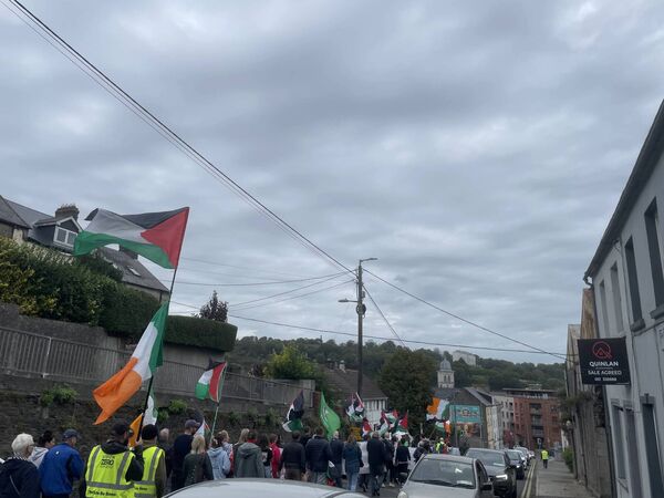 The protest travelled down Summerhill, Waterford City. The protest travelled down Summerhill, Waterford City.