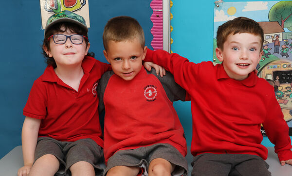 Criostóir, Max and Seb, who started school at Gaelscoil Philib Barún, Tramore. Photo: Joe Evans Criostóir, Max and Seb, who started school at Gaelscoil Philib Barún, Tramore. Photo: Joe Evans