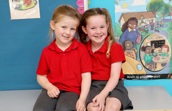 Isabelle and Eabha, who started school at Gaelscoil Philib Barún, Tramore. Photo: Joe Evans Isabelle and Eabha, who started school at Gaelscoil Philib Barún, Tramore. Photo: Joe Evans
