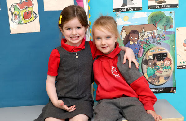 Emilie and Danu, who started school at Gaelscoil Philib Barún, Tramore. Photo: Joe Evans Emilie and Danu, who started school at Gaelscoil Philib Barún, Tramore. Photo: Joe Evans