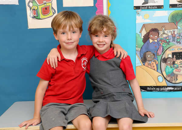 Harraí and Sadhbh, who started school at Gaelscoil Philib Barún, Tramore. Photo: Joe Evans Harraí and Sadhbh, who started school at Gaelscoil Philib Barún, Tramore. Photo: Joe Evans