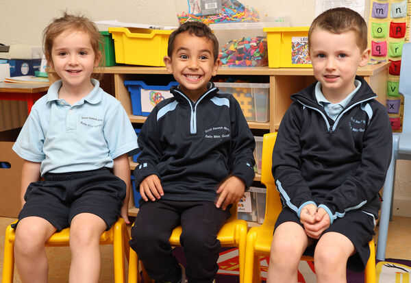  Jean, Adam and Connla, who started school at St. Mary's Ballygunner. Photo: Joe Evans