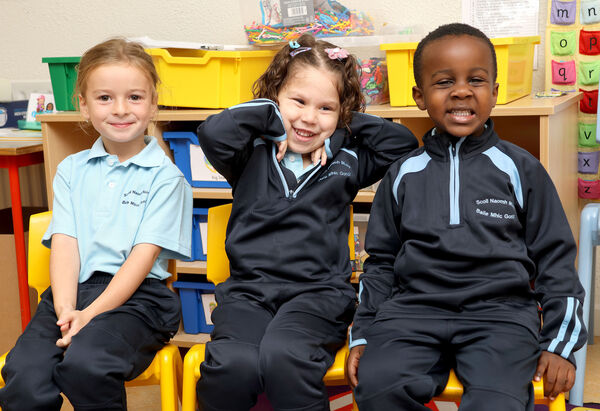  Nina, Lilly and Liam, who started school at St. Mary's Ballygunner. Photo: Joe Evans