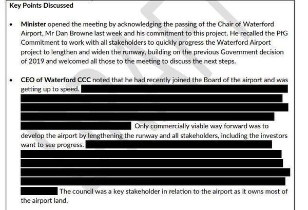 Redacted section of minutes.
