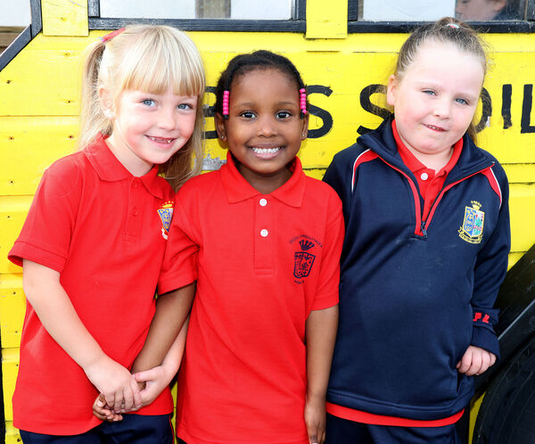 Lily, Zoleka and Bobby-Rose, who started school at St. Ursula's. Photo: Joe Evans Lily, Zoleka and Bobby-Rose, who started school at St. Ursula's. Photo: Joe Evans