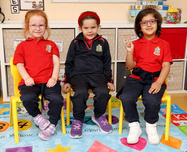 Manha, Rue and Izzie, who started school at St. Ursula's. Photo: Joe Evans Manha, Rue and Izzie, who started school at St. Ursula's. Photo: Joe Evans