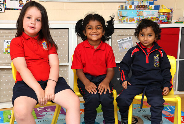 Adona, Sachiel and Bonnie, who started school at St. Ursula's. Photo: Joe Evans Adona, Sachiel and Bonnie, who started school at St. Ursula's. Photo: Joe Evans