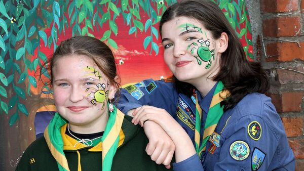 Robyn and Lily, at the official re-opening of the Sacred Heart Scout Den. Photo: Joe Evans